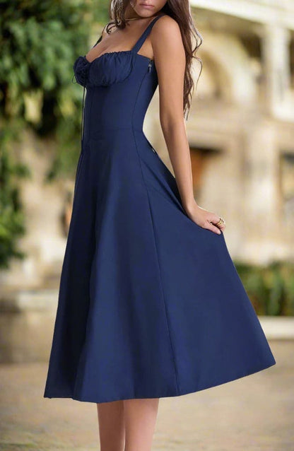 Klänning för dam - Vintage Stil - Midi Längd - Blommigt Mönster - Figurnära Liv & A-linje