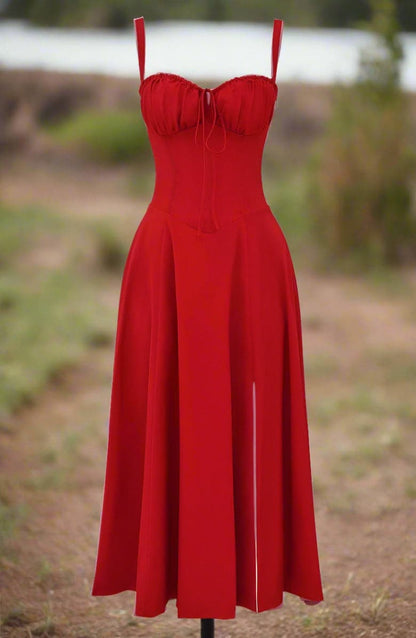 Klänning för dam - Vintage Stil - Midi Längd - Blommigt Mönster - Figurnära Liv & A-linje