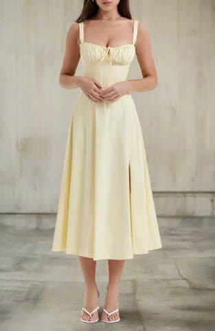 Klänning för dam - Vintage Stil - Midi Längd - Blommigt Mönster - Figurnära Liv & A-linje