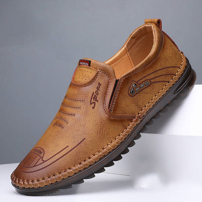 Herr Loafers - Slip-on Komfort - Syntetiskt Läder - Halksäker Gummisula