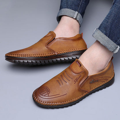 Herr Loafers - Slip-on Komfort - Syntetiskt Läder - Halksäker Gummisula