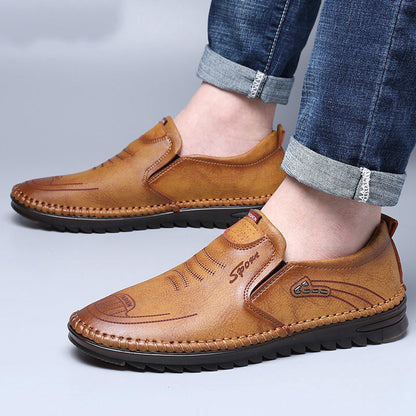 Herr Loafers - Slip-on Komfort - Syntetiskt Läder - Halksäker Gummisula