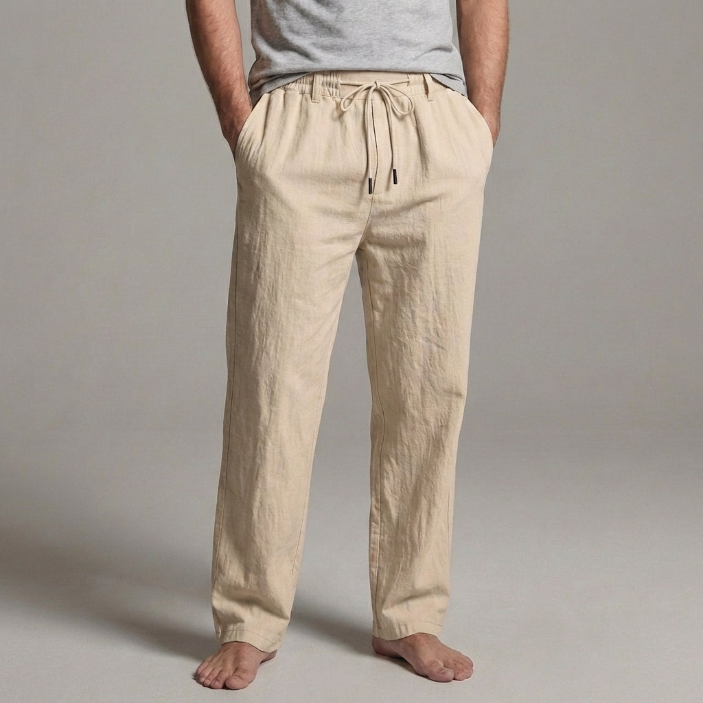 Men’s Linen Blend Drawstring Pants Relaxed Fit Casual Trousers
