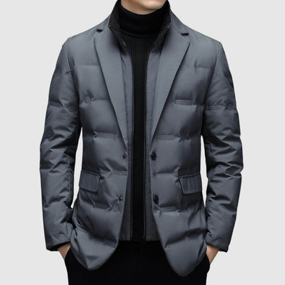 Herrjacka – Slim Fit – Quiltad Blazerstil – Höftlängd – Knappstängning
