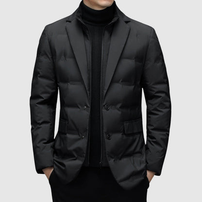 Herrjacka – Slim Fit – Quiltad Blazerstil – Höftlängd – Knappstängning