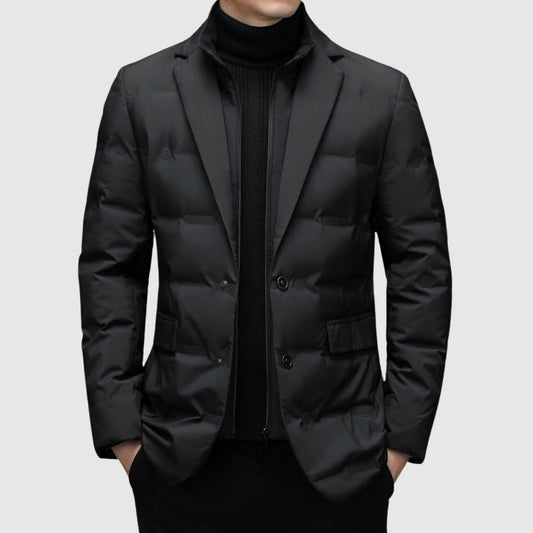 Herrjacka – Slim Fit – Quiltad Blazerstil – Höftlängd – Knappstängning