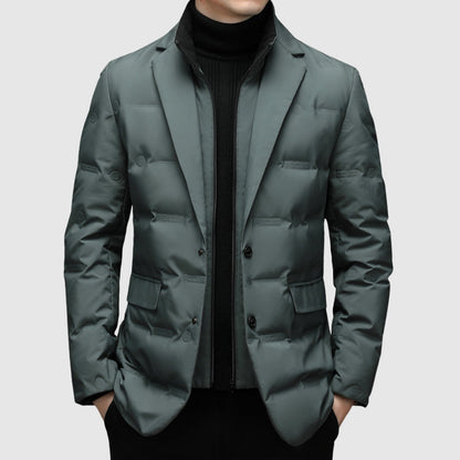 Herrjacka – Slim Fit – Quiltad Blazerstil – Höftlängd – Knappstängning