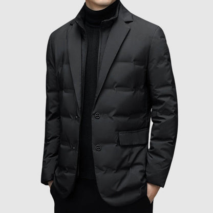 Herrjacka – Slim Fit – Quiltad Blazerstil – Höftlängd – Knappstängning