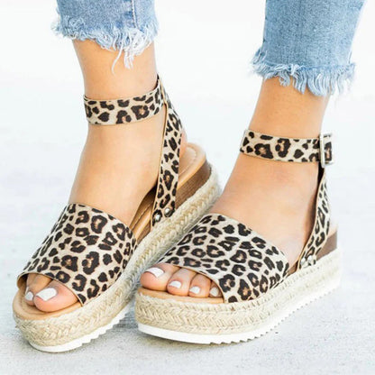 Damsandaler - Espadrille Plattform - Juteflätad Sula - Justerbar Rem