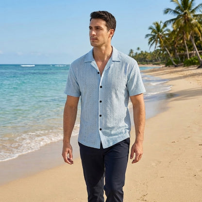 Men’s Lightweight Short Sleeve Button-Up Shirt with Relaxed Fit
