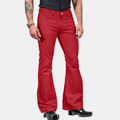 Herr Flare Byxor – Klassisk Passform – Utsvängda Ben – Retro Stil