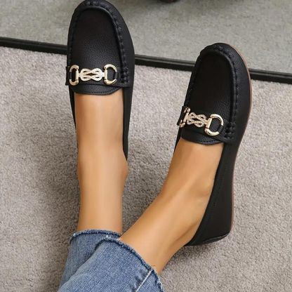 Dam Loafers - Äkta Läder - Kedjedetalj - Rund Tå - Slip-on Komfort
