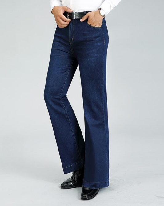 Herrjeans – Microflared Ben – Normal Midja – Stretchig Denim – Rak Passform Lår