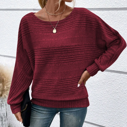 Damtröja – Avslappnad Passform – Dolmanärmar – Ribbstruktur – Ribbad Kant