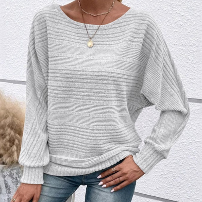 Damtröja – Avslappnad Passform – Dolmanärmar – Ribbstruktur – Ribbad Kant