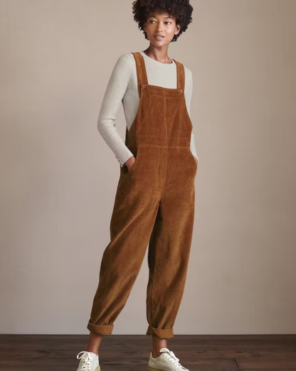 Damoverall – Corduroy – Avslappnad Passform – Justerbara Axelband – Slag vid Benavslut