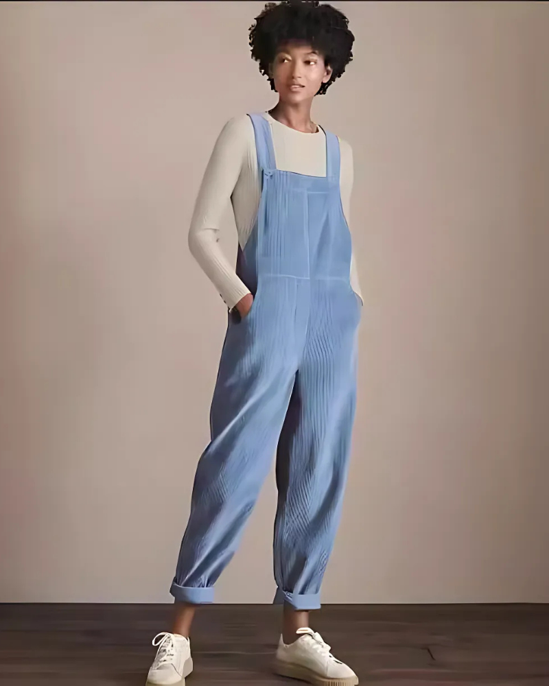 Damoverall – Corduroy – Avslappnad Passform – Justerbara Axelband – Slag vid Benavslut