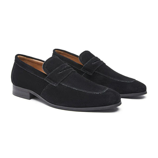 Herrloafers – Klassisk Passform – Mocka – Pennyrem – Slip-on för Formell Stil