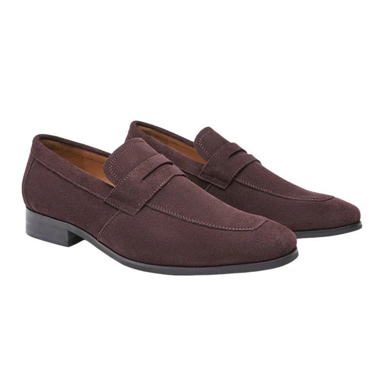 Herrloafers – Klassisk Passform – Mocka – Pennyrem – Slip-on för Formell Stil