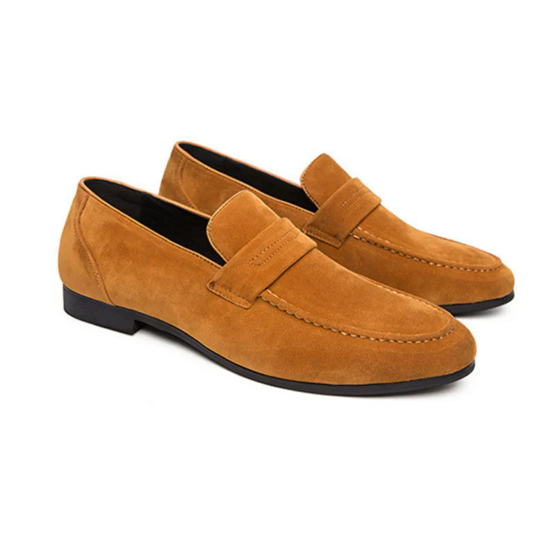 Herrloafers – Klassisk Passform – Mocka – Pennyrem – Slip-on för Formell Stil