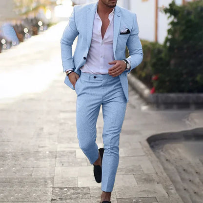 Herrkostym – Skräddarsydd Kavaj och Byxor – Slim Fit – Elegant Formell Stil