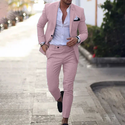 Herrkostym – Skräddarsydd Kavaj och Byxor – Slim Fit – Elegant Formell Stil