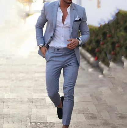 Herrkostym – Skräddarsydd Kavaj och Byxor – Slim Fit – Elegant Formell Stil