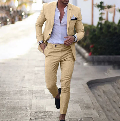 Herrkostym – Skräddarsydd Kavaj och Byxor – Slim Fit – Elegant Formell Stil