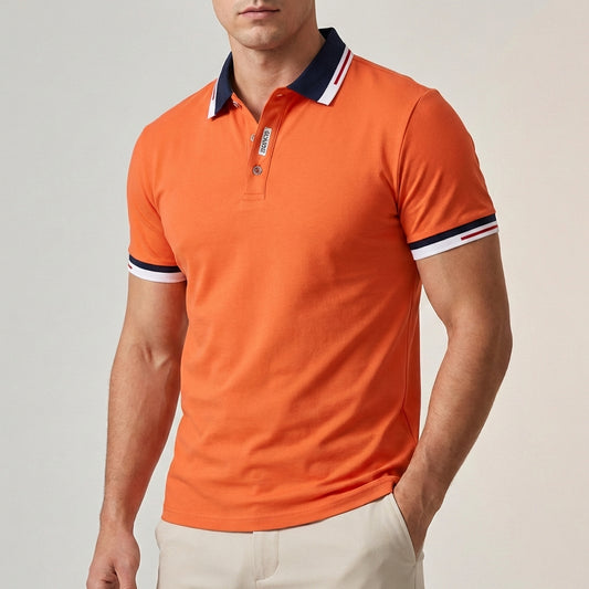 Men’s Classic Polo Shirt with Stretch Fabric and Slim Fit