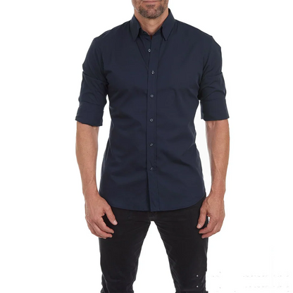 Herrskjorta – Slim Fit – Andningsbar Textil – Knappstängning – Lång ärm