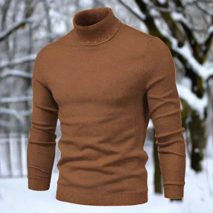 Herr Polotröja - Stickad med Ribbad Detalj - Slim Fit - Långärmad Elegant Design