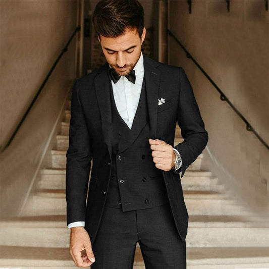 Herrkostym 3-delad – Slim Fit – Lyxigt Tyg – Väst och Enkelknäppt Kavaj