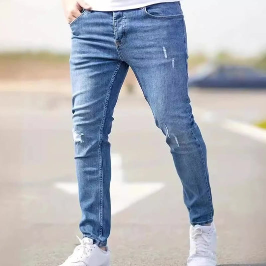 Herrjeans skinny – Stretchdenim – Slim fit – Distressed – Fullängd – Urban stil