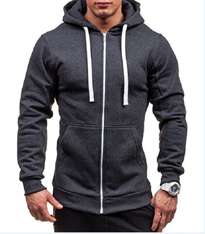 Herr Hoodiejacka – Bomullsblandning – Normal Passform – Hel Dragkedja – Fritidsstil