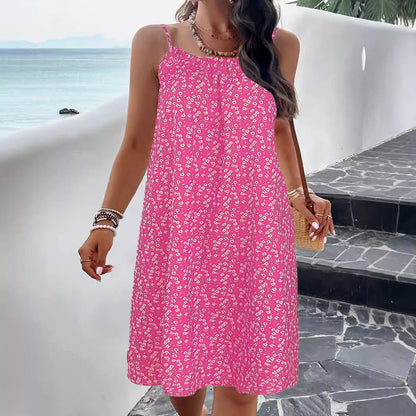 Damklänning – Swingmodell – Blommigt Mönster – Luftigt Tyg – Avslappnad Passform – Knälång