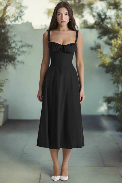Klänning för dam - Vintage Stil - Midi Längd - Blommigt Mönster - Figurnära Liv & A-linje