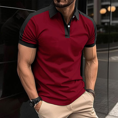 Herr Pikétröja – Slim Fit – Naturliga Fibrer – Kontrastkrage och Ärmslut