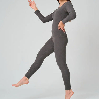 Dam Lounge Set – Slim Fit – Långärmad Topp & Högmidjade Stretchbyxor