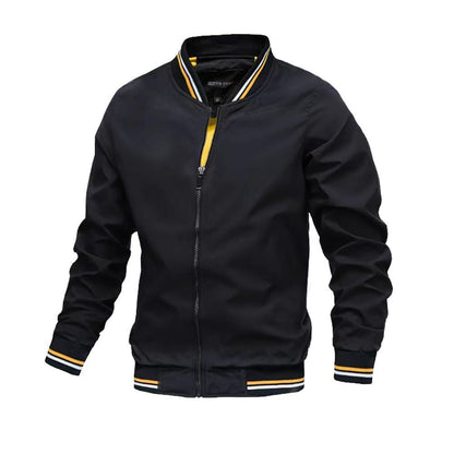 Herrjacka – Slim Fit – Ståkrage – Ribbad Fåll och Mudd – Lättviktsmaterial – Dragkedja