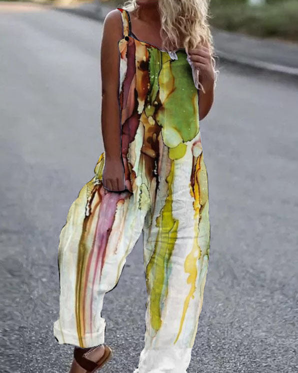 Dam jumpsuit – avslappnad passform – vida ben – justerbara axelband – Bomull