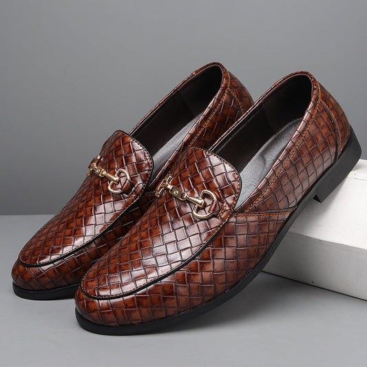 Herrloafers – Formell Passform – Vävd Struktur – Metallspänne