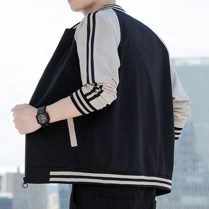 Herr Bomberjacka – Avslappnad Passform – Dragkedja – Ribbade Detaljer – Sportig Stil