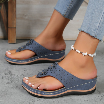 Dam Flip-Flop Sandaler – Blommig Applikation – Mjuk Sula – Avslappnad Passform