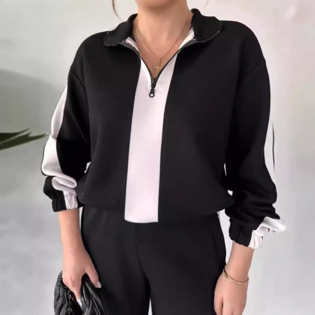 Damset i två delar – Avslappnad passform – Dragkedjekrage – Vida ben – Andningsbart tyg