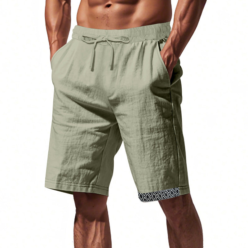 Herrshorts i linne – Lös passform – Dragsko i midjan – Boho-detalj – Andningsbara