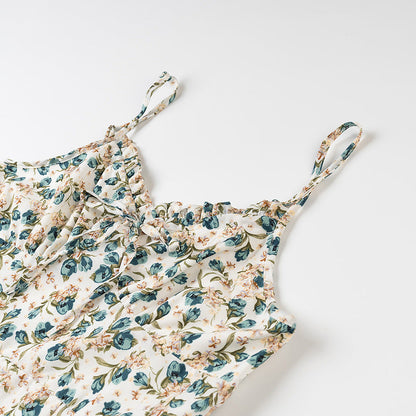 Damklänning mini – slim fit – fyrkantig urringning – blommigt tryck – volangfåll