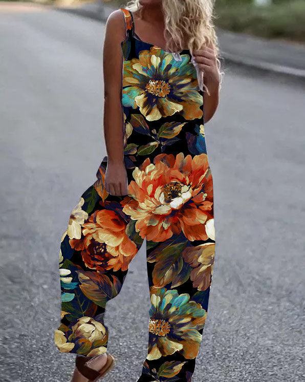 Dam jumpsuit – avslappnad passform – vida ben – justerbara axelband – Bomull