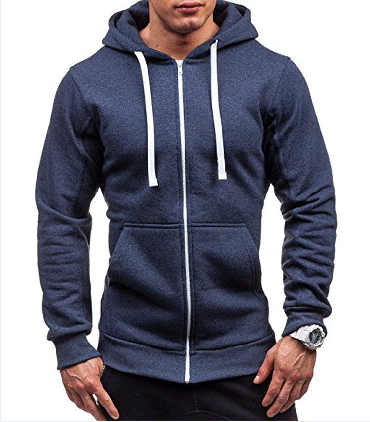 Herr Hoodiejacka – Bomullsblandning – Normal Passform – Hel Dragkedja – Fritidsstil