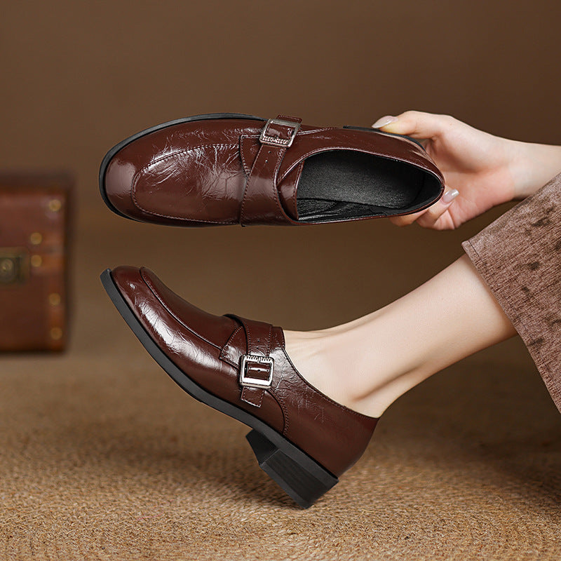 Damloafers – Klassisk Passform – Spänndetalj – Strukturimitation – Låg Klack