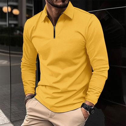 Herr långärmad träningströja – Slim fit – Stretchtyg – Dragkedjekrage